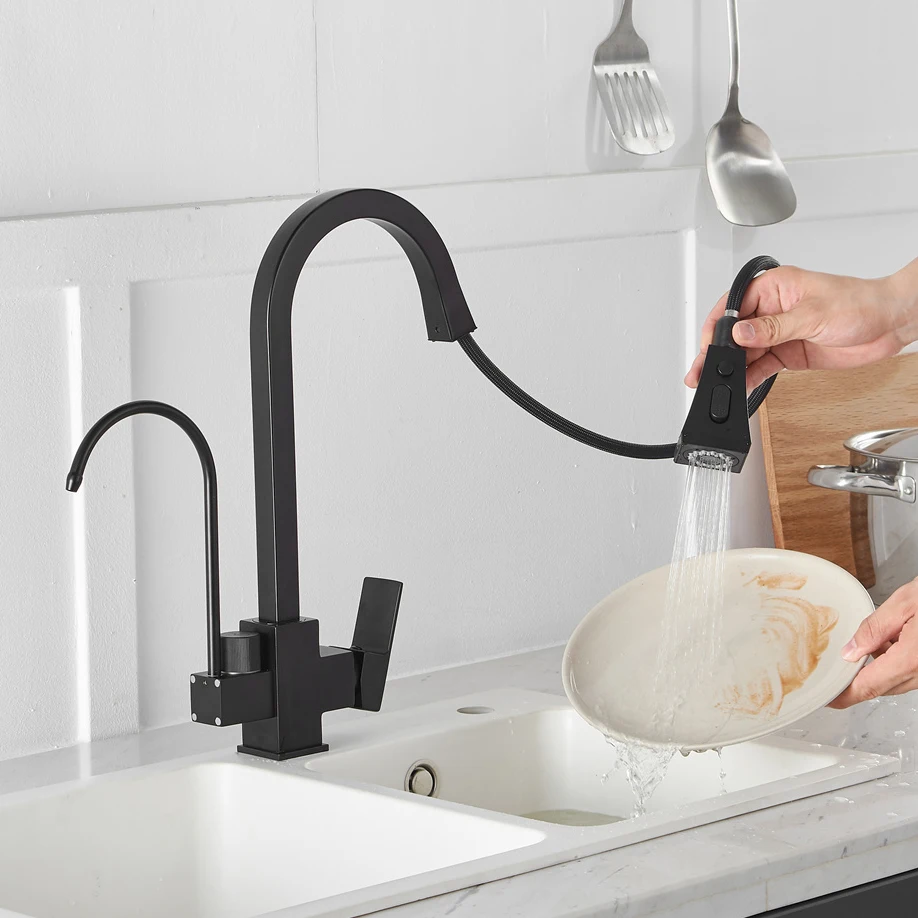 Touch Kitchen Faucet with Pull Down Purified Hot Cold Kitchen Mixer Tap Newly Matte Black Smart Touch Filter Kitchen Faucets