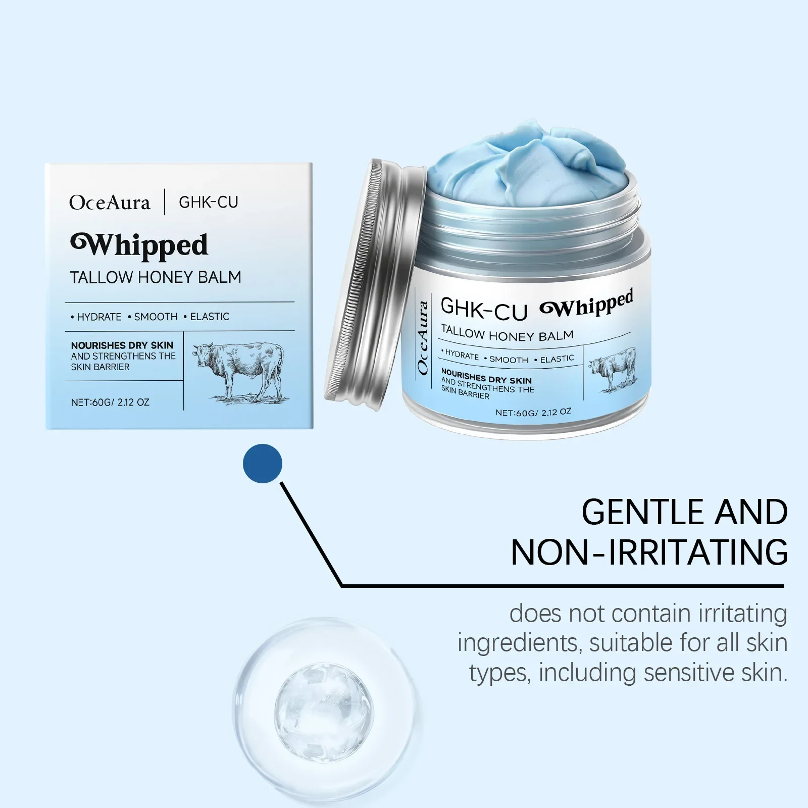 Tallow Honey Moisturizing Cream Improve Elasticity Nourish Dry Skin Tighten Sagging Light Weight Day Night Use Skin Massage Balm