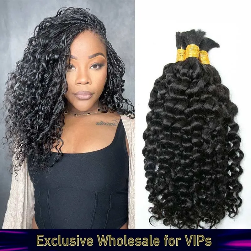 

Человеческие волосы Boho Water Wave для плетения 100% бразильские волосы Remy Bulk Deep Curly No Weft Pre Stretched Micro Braiding Wet And Wa