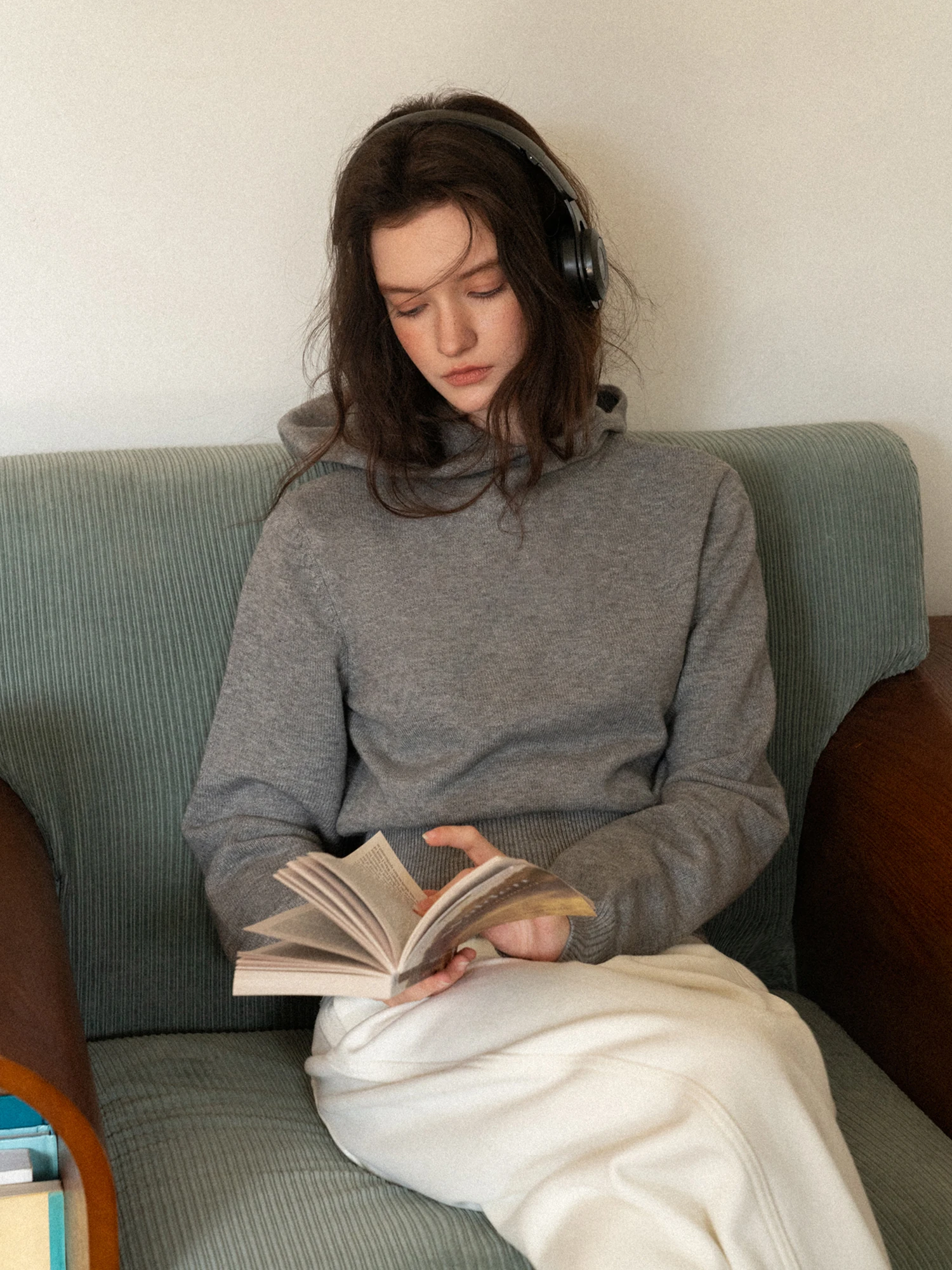 

ey Hooded Casual Knitted Sweater Women's Simple Versatile Commute Overhead irt EGGKA High nce Sensation
