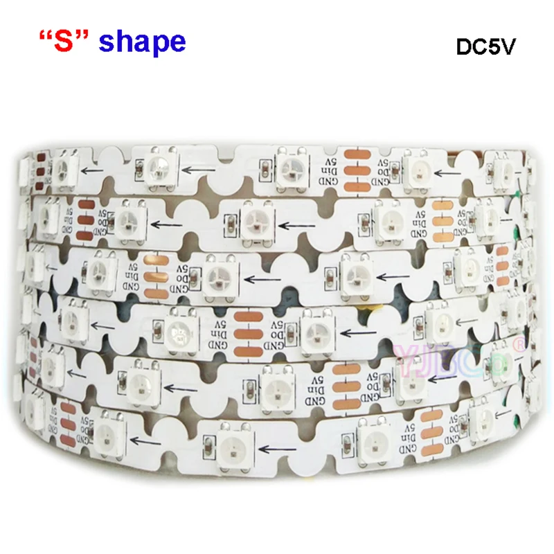 5V 12V Narrow side 6mm PCB S type SK6812 WS2812 addressable LED Strip 60/84leds/m SMD 3535 5050 RGB pixel IC bendable Light Tape