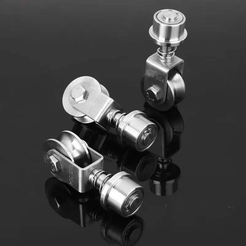 304 Stainless Steel Bearing Rotating Universal Pulley U/V/H Groove Guide Wheel Spring Shock Caster Sliding Door Track Wheel 1PC