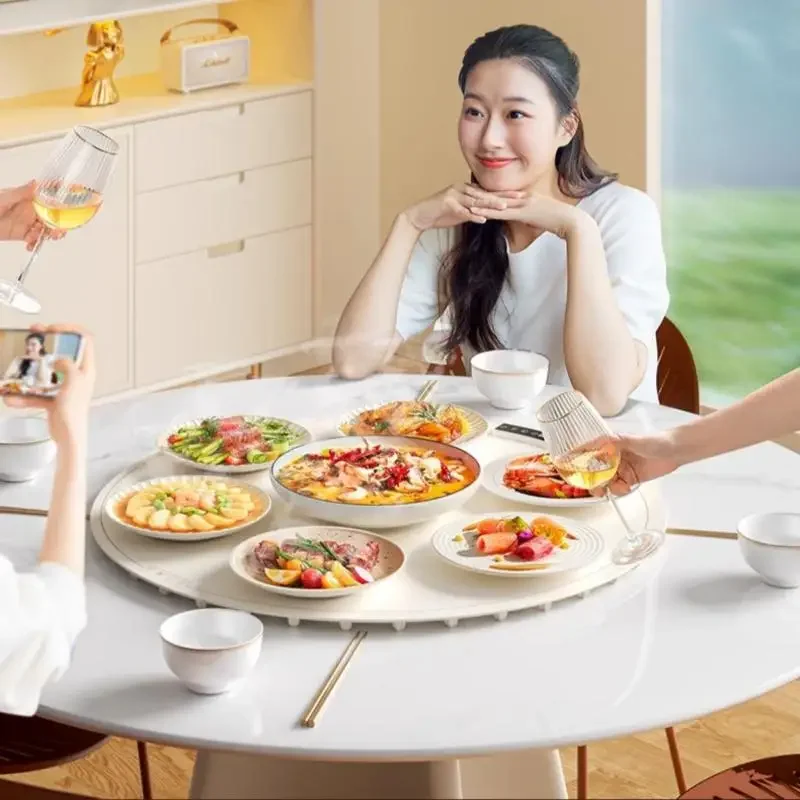 FDLAI 전기 식품 워머, 원형 68cm 500W 220V 소프트 롤 접이식 보관 식품 워머 플레이트, 가열 테이블 매트 절연 보드