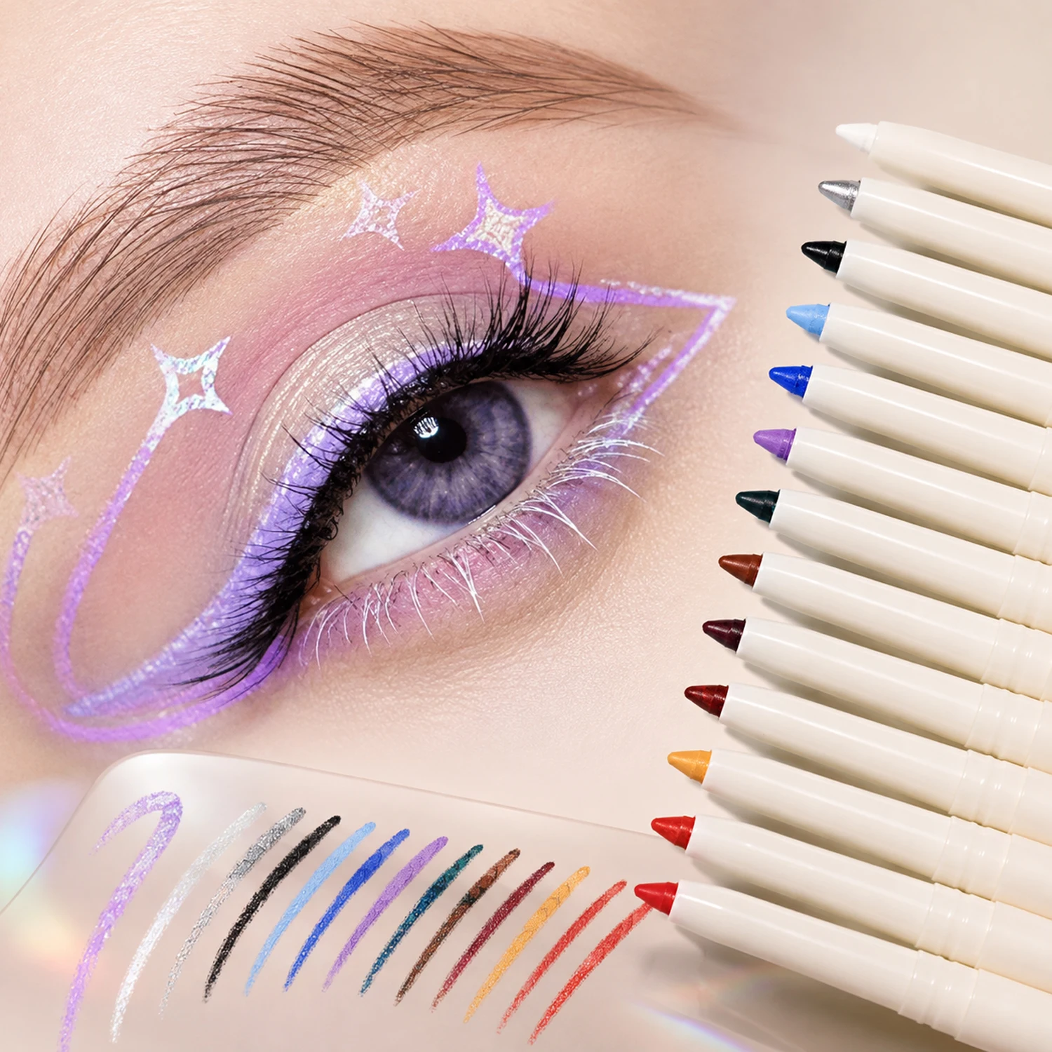1Pc Ultra-fine Matte Smooth Eyeliner Waterproof Green Purple Colorful Eyeliner Gel Pencil Matte White Eye Lying Silkworm Makeup