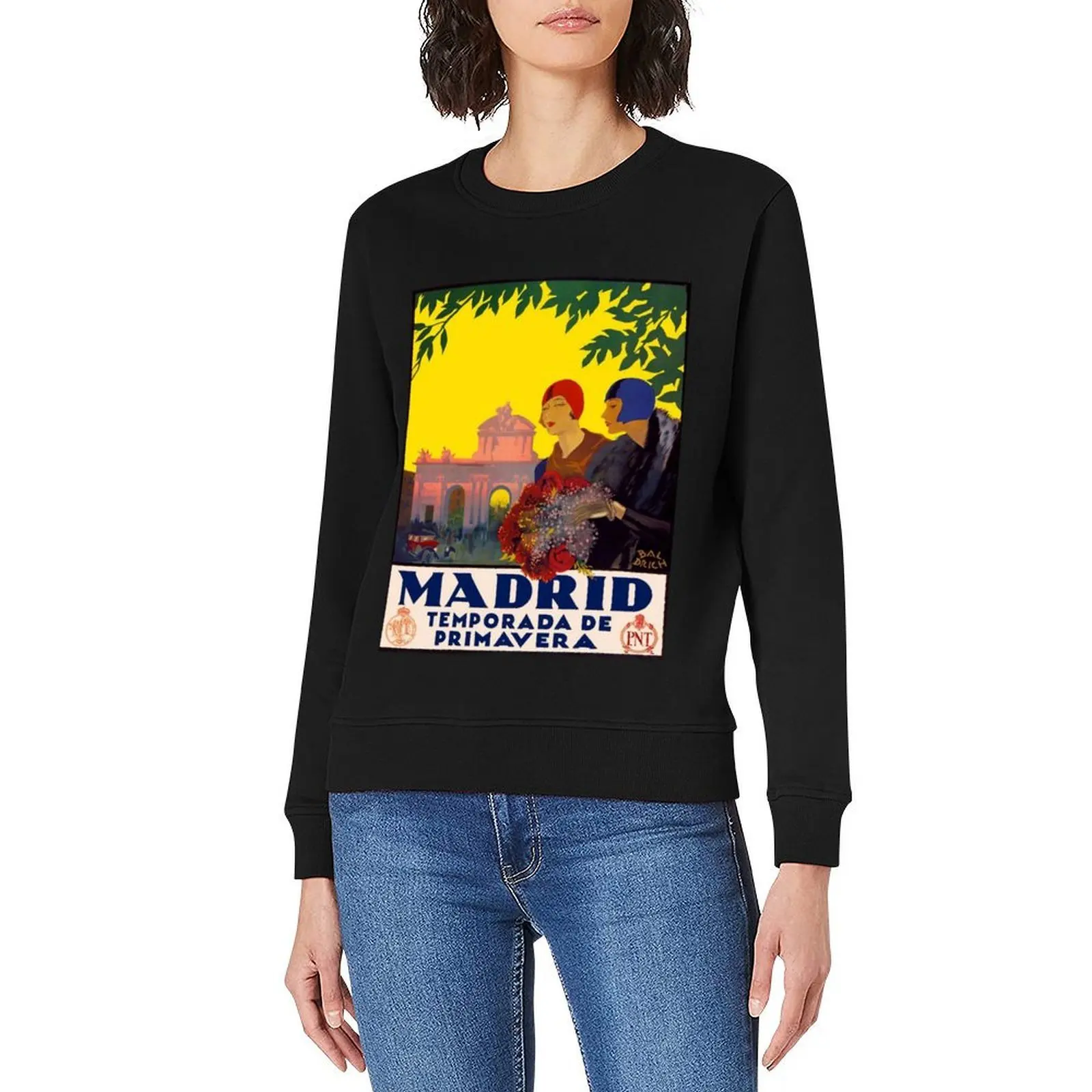 Madrid Temporada de Primavera - Vintage Travel Art Poster Pullover men's coat mens clothes sweatshirt for men