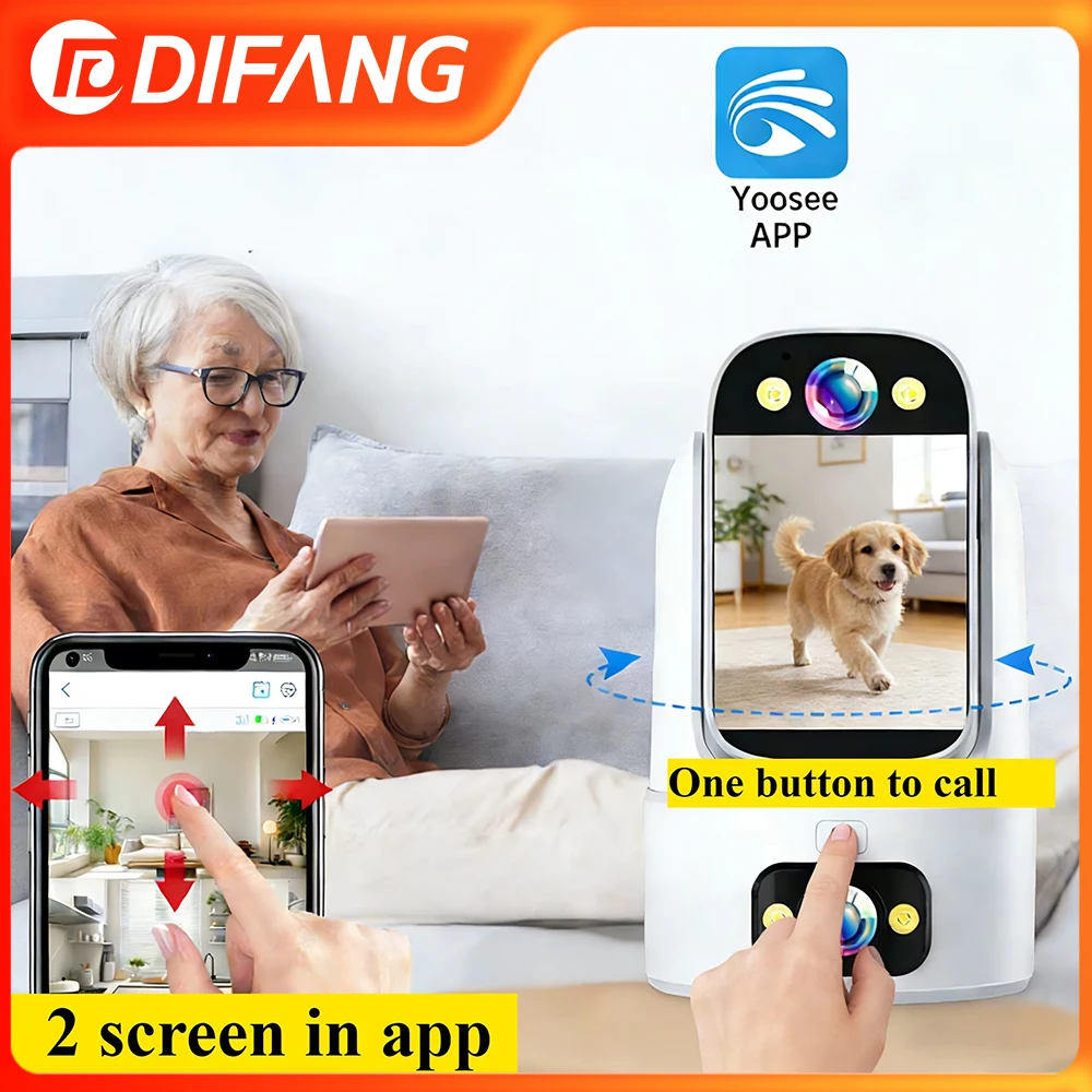 

Видеоняня с двумя объективами 360° ° Панорамная Wi-Fi камера Yoosee с автотрекингом, двусторонней аудиосвязью и ночным видением для использования в помещении (идеально для видеонаблюдения за детьми)