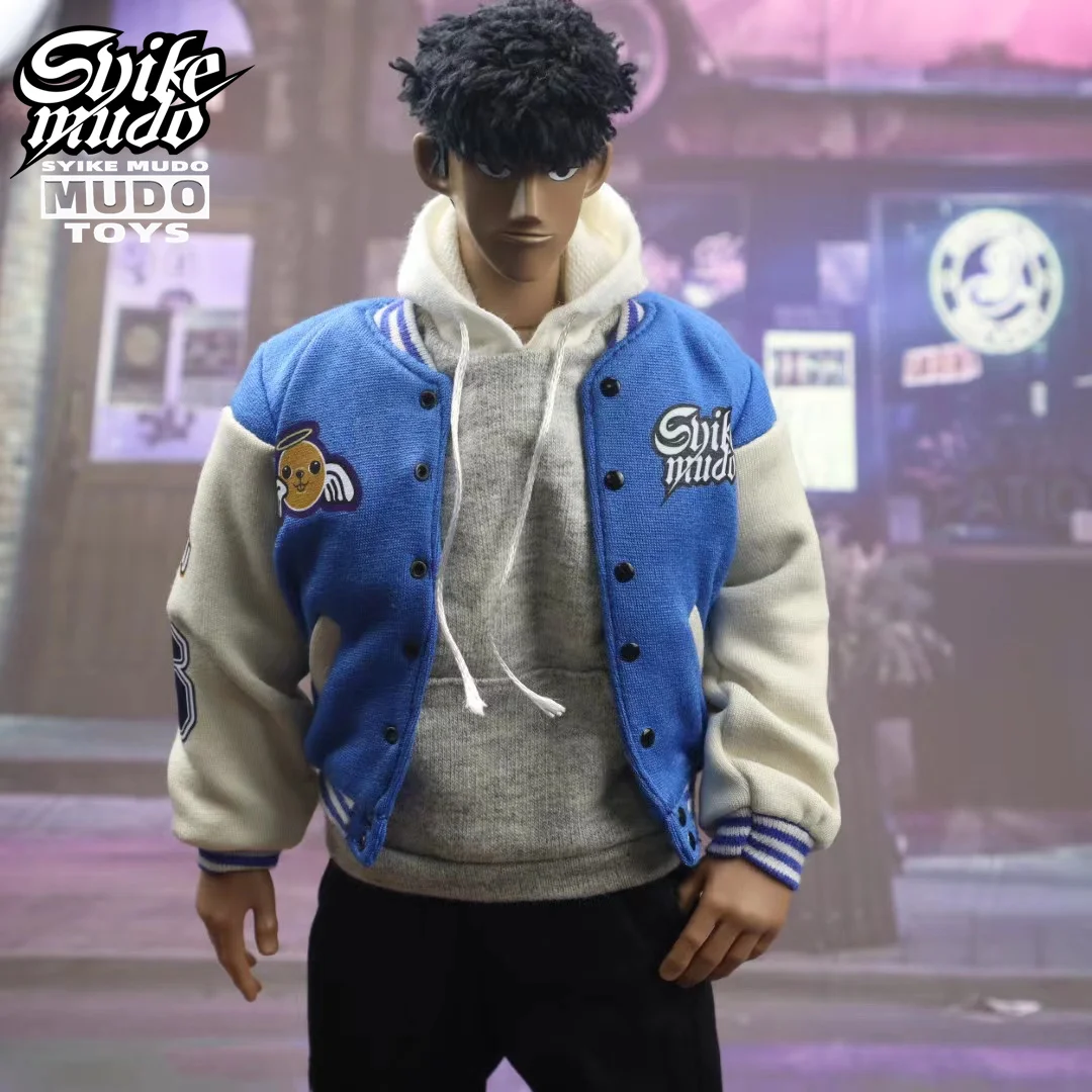 SKM021 1/6 Men Soldier Jacket Trendy Cardigan Baseball Sports Coat Fit 12'' Action Figure Body