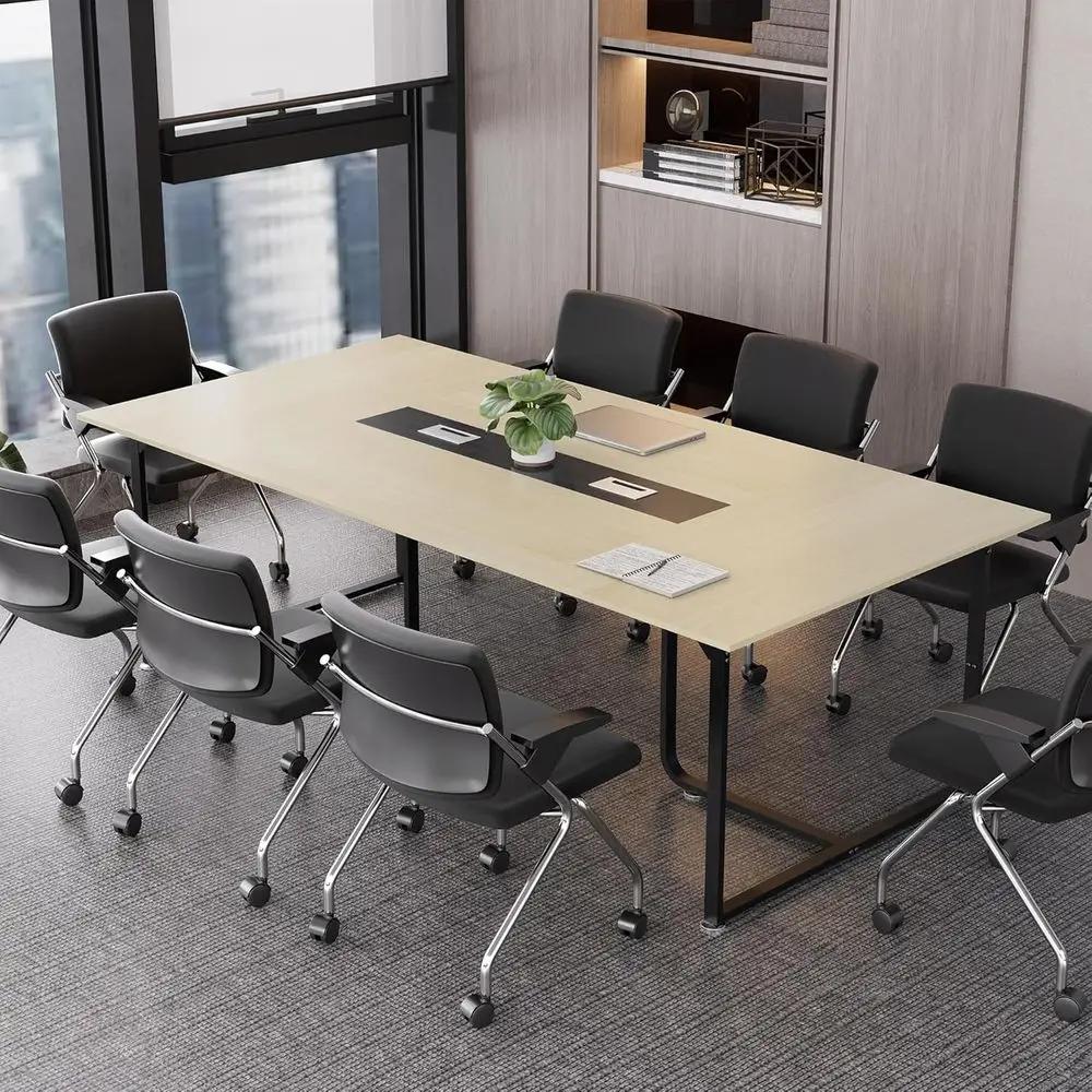 

Sturdy 8-Foot Conference Table with Cable Management and Adjustable Feet