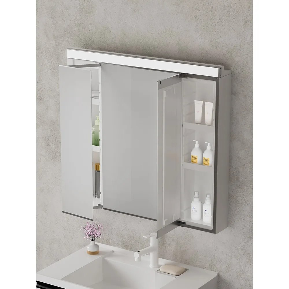 

Custom-made Japanese-style resin mirror cabinet box intelligent defogging independent three-fold bathroom mirror sanitary bathro