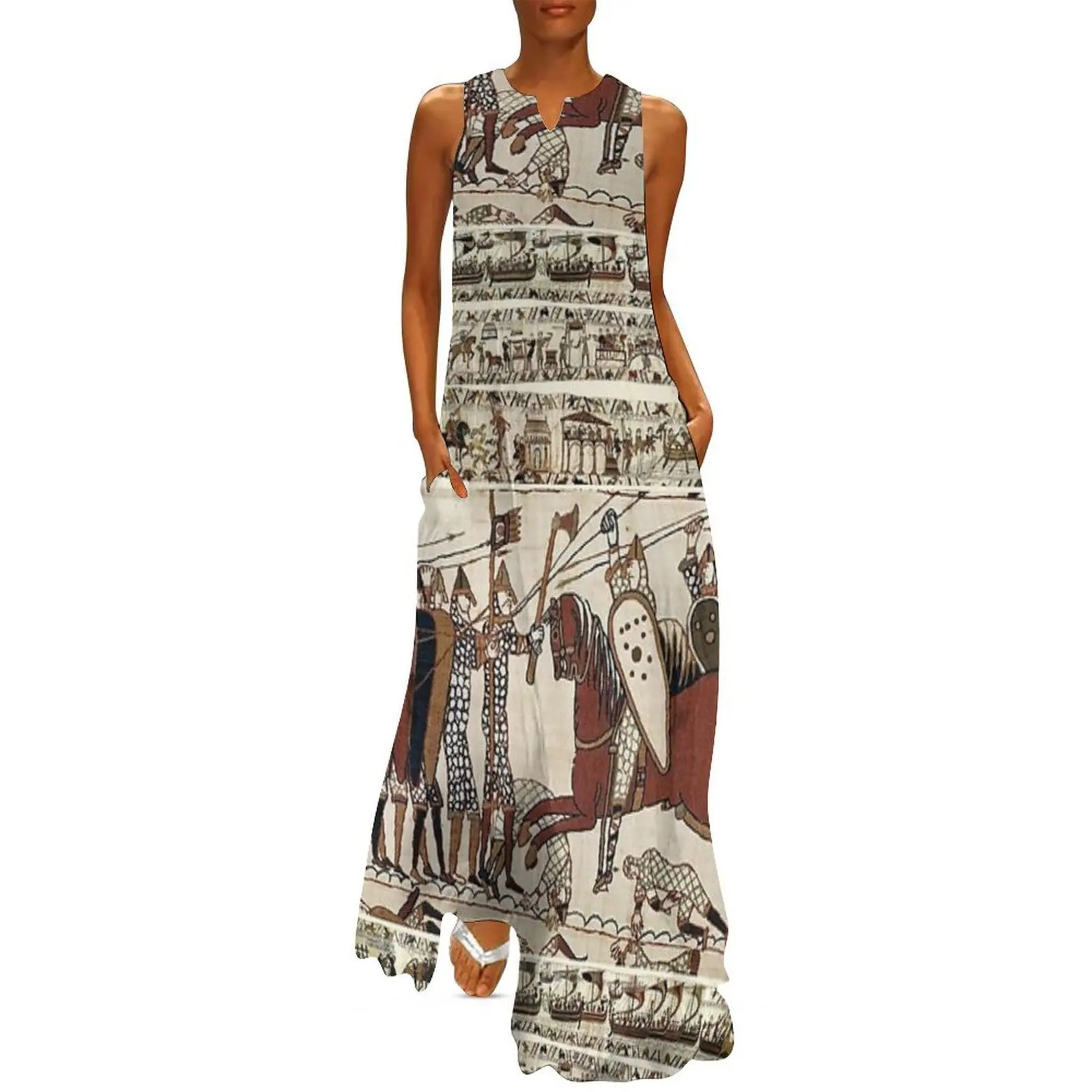 

THE BAYEUX TAPESTRY ,BATTLE OF HASTINGS ,NORMAN KNIGHTS COMBATTING HORSEBACK Long Dress