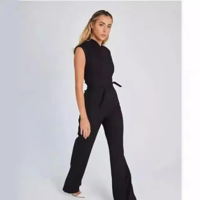 

Комбинезон на шнуровке с поясом, длинные брюки, средняя талия, без бренда, зарегистрированный товарный знак, осенний сезон 2020, 100% ткань