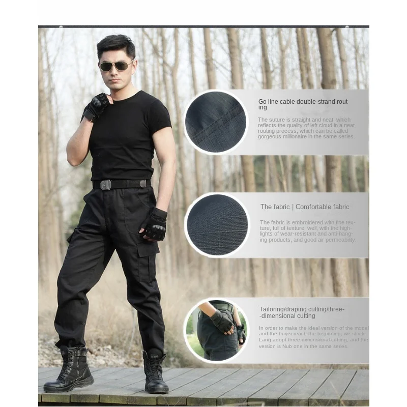 Four Seasons Security Training Trousers Black Multi Pocket Durable Worker Pants Special Training Working Wear Tactical Pants