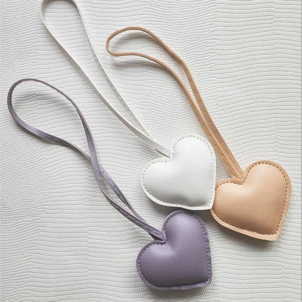 Heart Keychain Pendant Heart Shape Bag Pendant Keychain Imitation Leather Car Accessory Vibrant Color Charm for Bag Decoration
