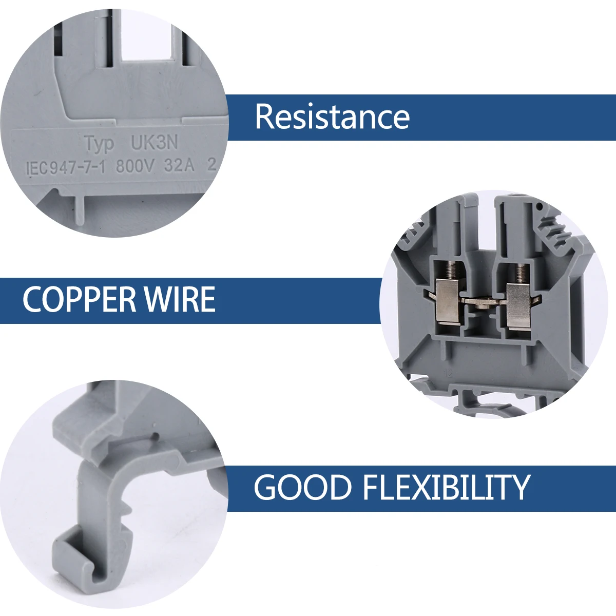 

20 pcs Terminal Block Wire Connector Electrical Conductor Flame Retardant Shell High Conductivity Brass Plated Screw