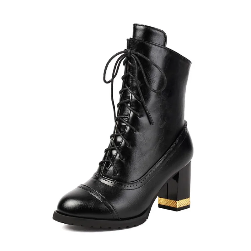 High quality autumn and winter women's shoes Thick Heel winter boots for women  Round toe Fashion trend simple and elegant