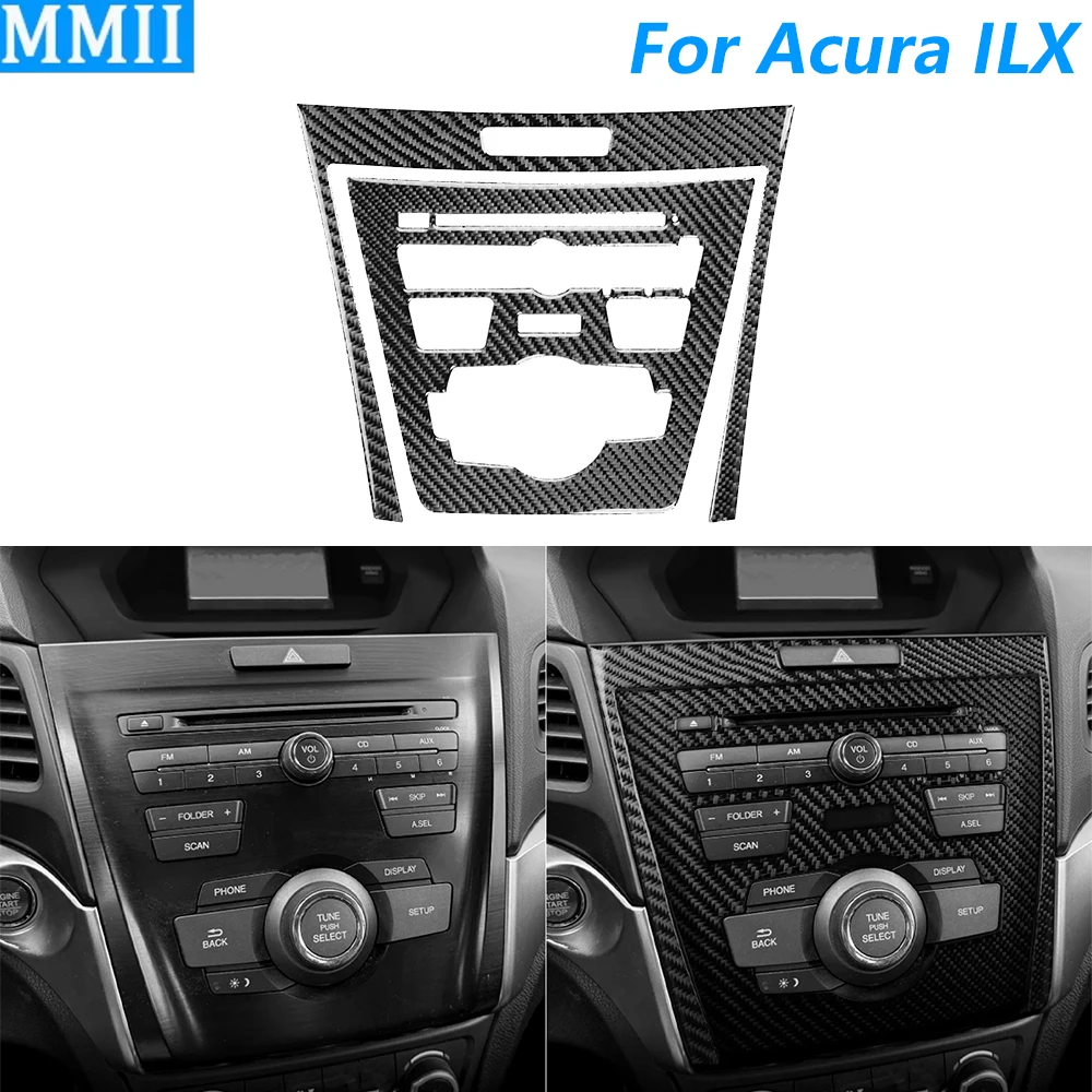 

For Acura ILX 2012-2022 Carbon Fiber Central Control Radio CD Warning Light Button Frame Panel Cover Car Accessories Sticker