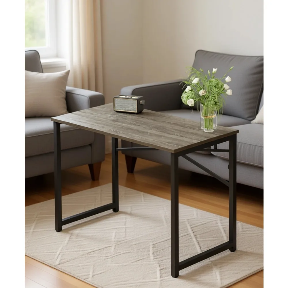 

40-дюймовый складной стол, сборка не требуется, для домашнего офиса, учебы, письма, игр, компьютерный стол, черный дуб