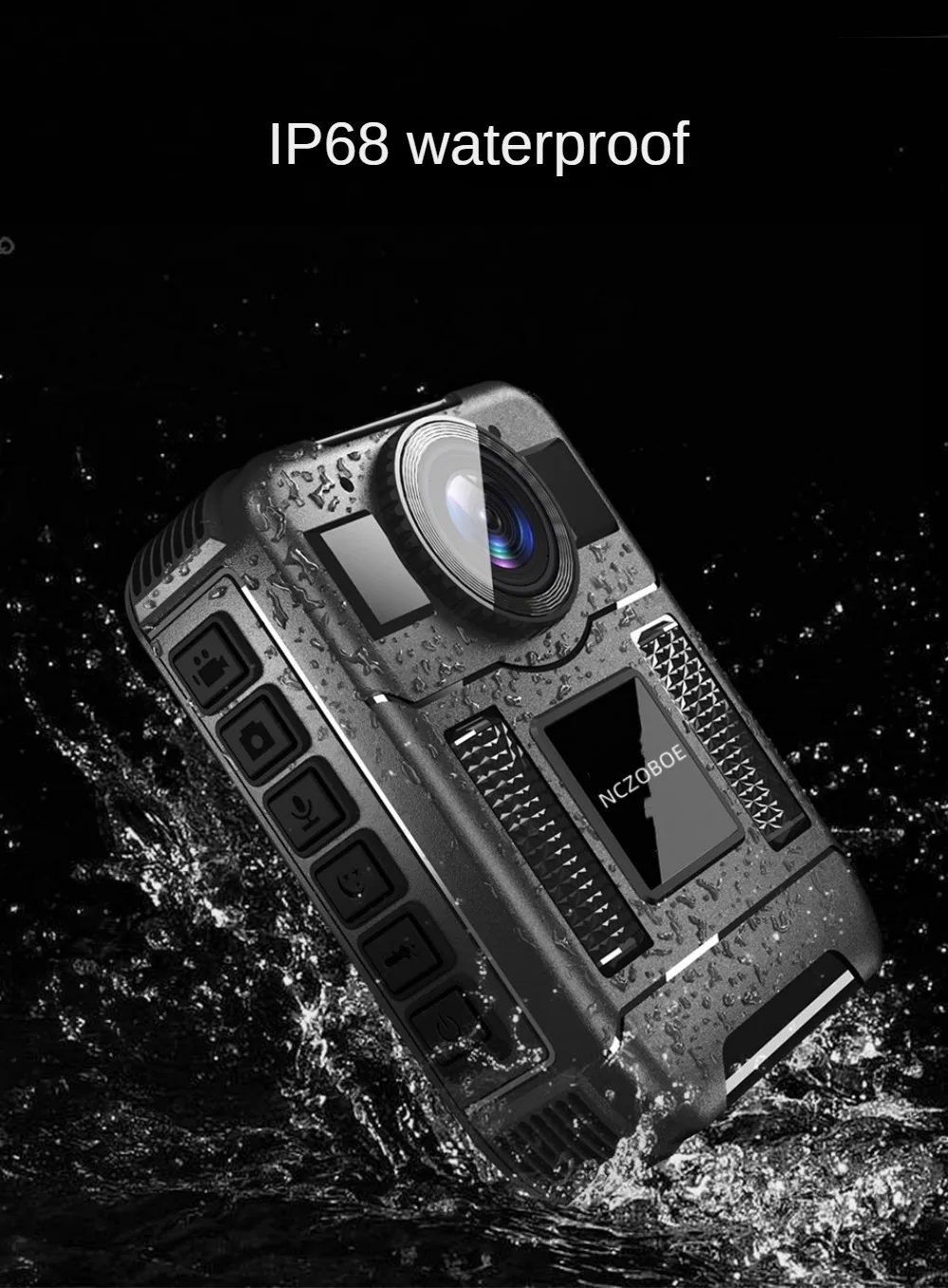 NCZOBOE Body Worn Camera 3200mAh Long Battery Life 24H Recording Warning Light 8pcs IR Night Vision Motion Detection Webcam