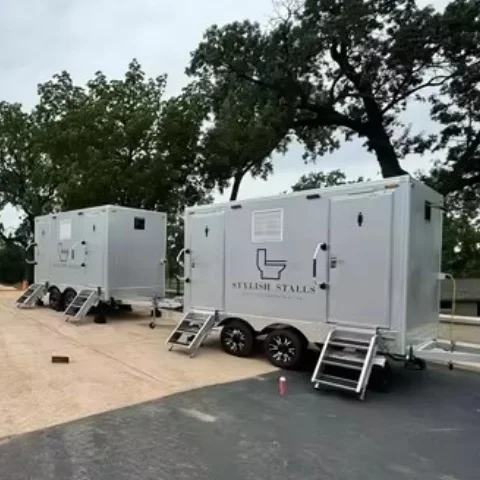 Portable Restroom Trailer Moveable Toilet with Safety Handrails for Public Parks Community Fair Mobile Bathroom