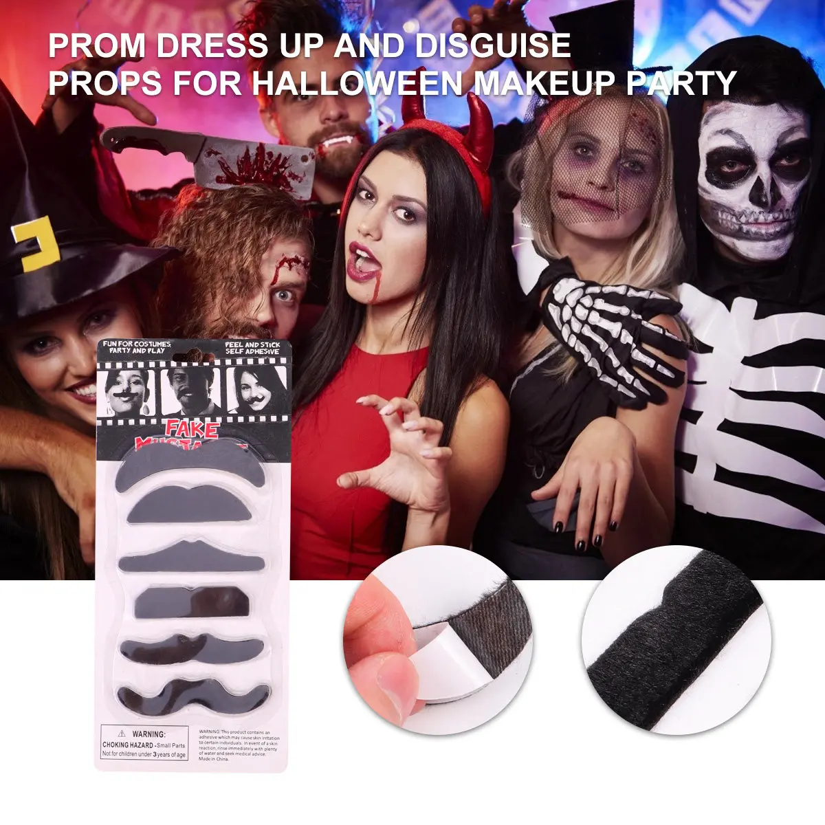 

Набор из 2 высококачественных накладных бород и усов, универсальный размер, аксессуар для вечеринки на Хэллоуин, самоклеящийся реквизит для косплея