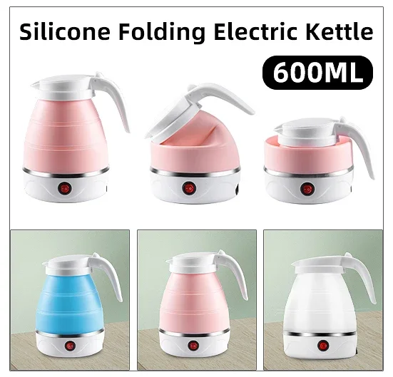 Electric silicone kettle Compression leak proof travel portable foldable electric kettle, 0.6l small household