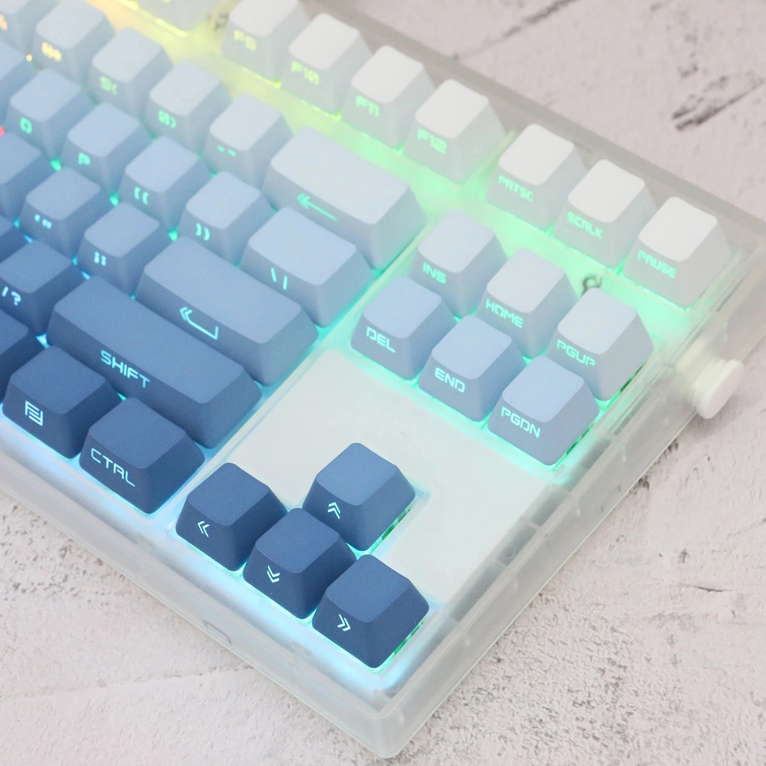 

108 Keys Transparent Keycap Fog Blue Gradient Keycaps OEM Profile Backlit PBT Dye-SUB Keycaps For GK61 68 87 100 104