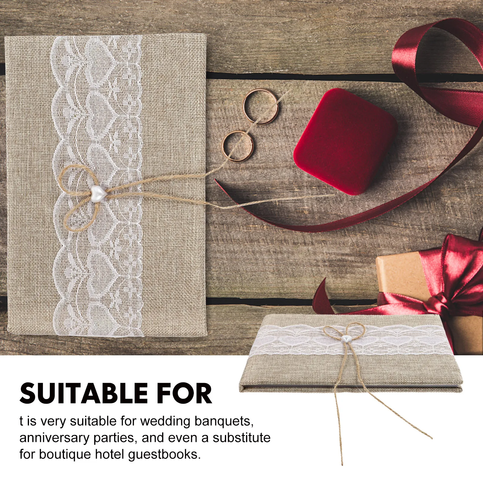 

Linen Wedding Guestbook Attendance Signature Book Classic Design for Party Sign-in Guest Autograph Souvenir