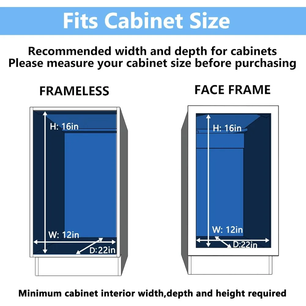 منظم خزانة قابل للسحب - مساحة تخزين للمطبخ بطبقتين مع أرفف منزلقة، عرض 11.5 × 21.5 عمق، حل موفر للمساحة لـ Eff