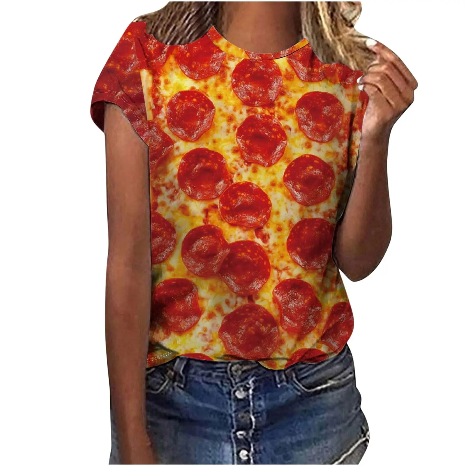 Funny Sausage Graphic T-Shirts Food 3D Print Women O-Neck Short Sleeve T Shirt Y2k Harajuku Oversized Tees Tops Female Clothing