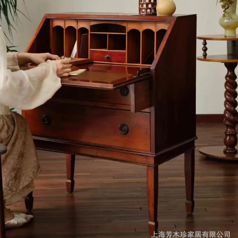 French medieval solid wood flip dressing table household bedroom bedside storage storage chest shooting display cabinet