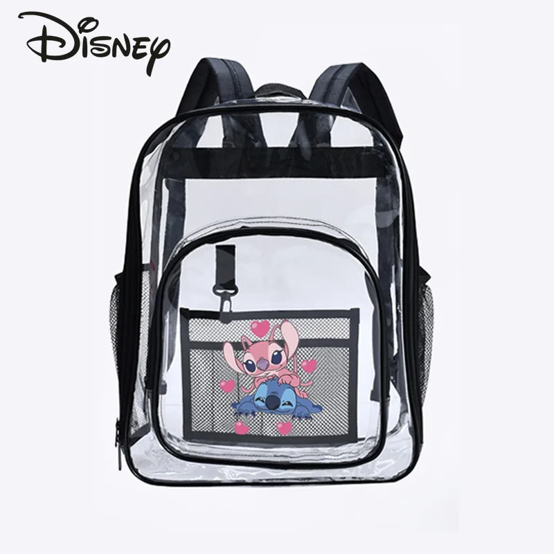 Nouveau sac à dos transparent Stitch, sac à dos à la mode et de haute qualité pour filles, sac de rangement de grande capacité style dessin animé pour femmes