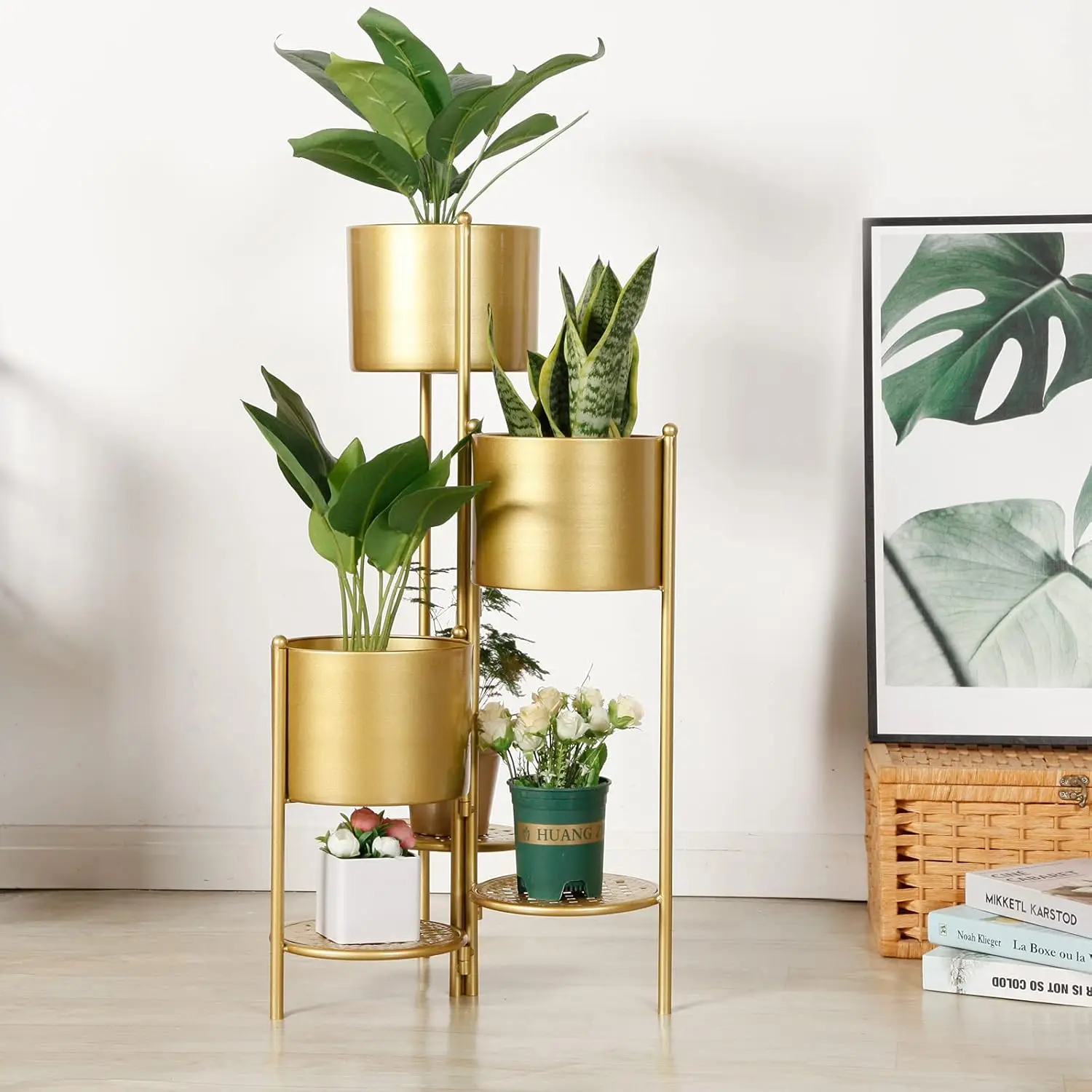 

Corner Plant Stand Indoor Metal, 6 Tier 6 Potted Outdoor Flower Pot Stands Holder Shelves for Living Room, Potted Storage