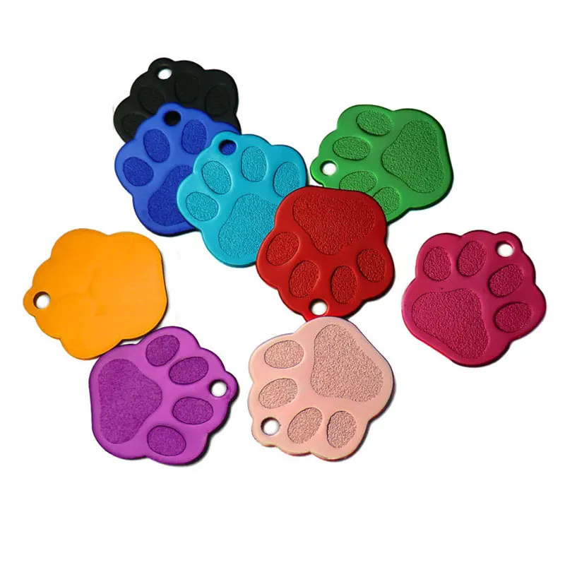 Wholesale 100Pcs Custom Dog Tags Personalized 3D Pet Dog Collar Accessories Engraved Cat Puppy ID Tag Paw Name tag Pendant plate