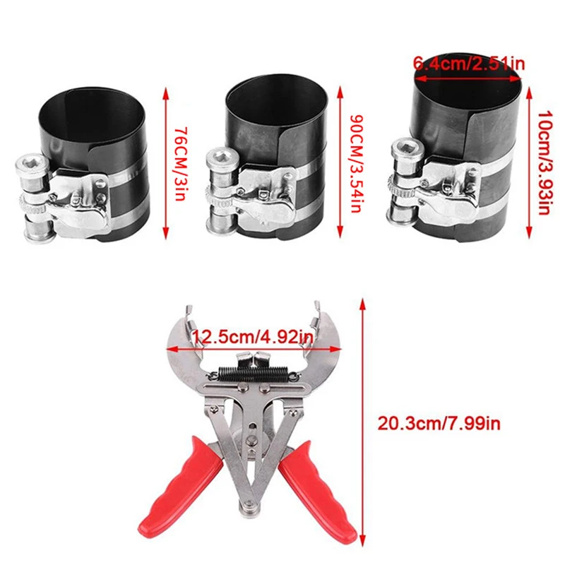 Automotive Engine Piston Ring Compressor Tool Set with Pliers Cleaning Ring Expander Piston Compressor Tool for Car Truck Engine