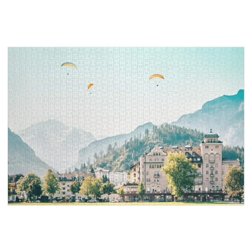 

Paragliding over the Swiss Alps, Interlaken Switzerland Jigsaw Puzzle Personalize Custom Child Puzzle