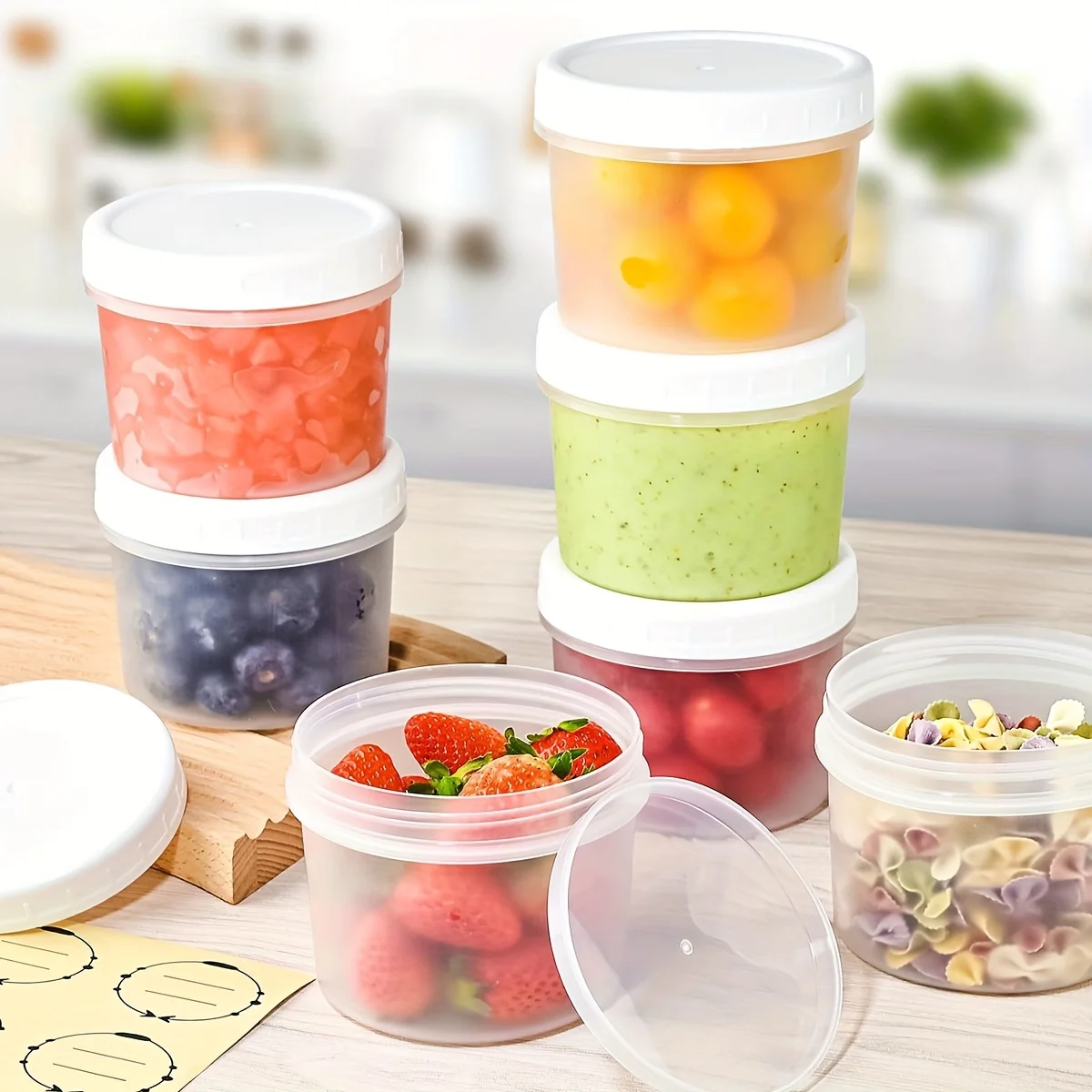 Frascos de pudín de yogur de 160 ml/400 ml con tapas, para helado, cereales, pudín de frutas y yogur. Incluye 5 Frascos + 5 Tapas de Sellado