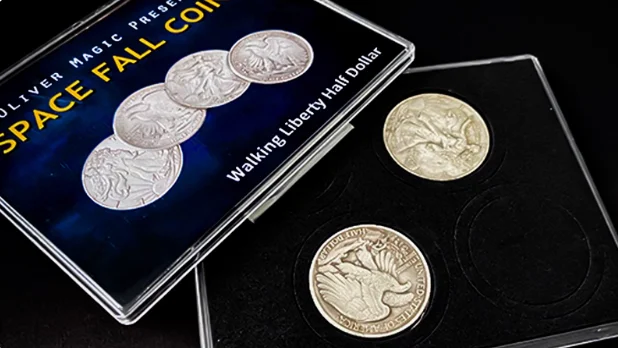 スペースフォールマジックコイン (ウォーキングリバティ) - 驚異のコインバニシング効果を備えたプロフェッショナルなクローズアップ & ストリートイリュージョンセット