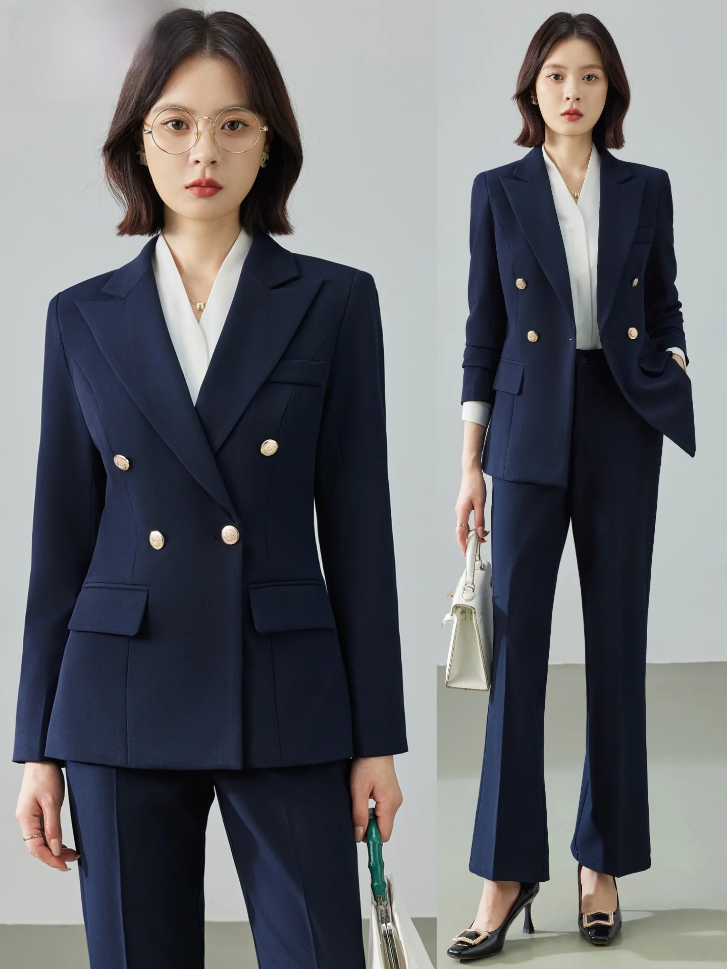 Cobalt Blue Suit Set for Women Commute Work Interview Formal Occasions Professional Look Student Graduates Office Wear