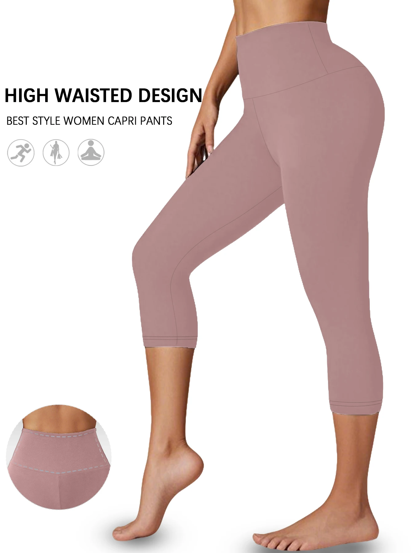 

Women's High Waisted Capri Pants Super Soft No See Through Workout Yoga Running Athletic push up gym fitness Leggings
