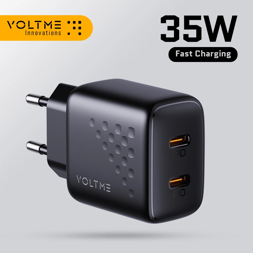 VOLTME Dual USB Fast Charger 35W GaN USB C Charger Quick Charge 4.0 3.0 for iPhone 15 14 13 12 11 Pro Max Xiaomi Samsung Tablet