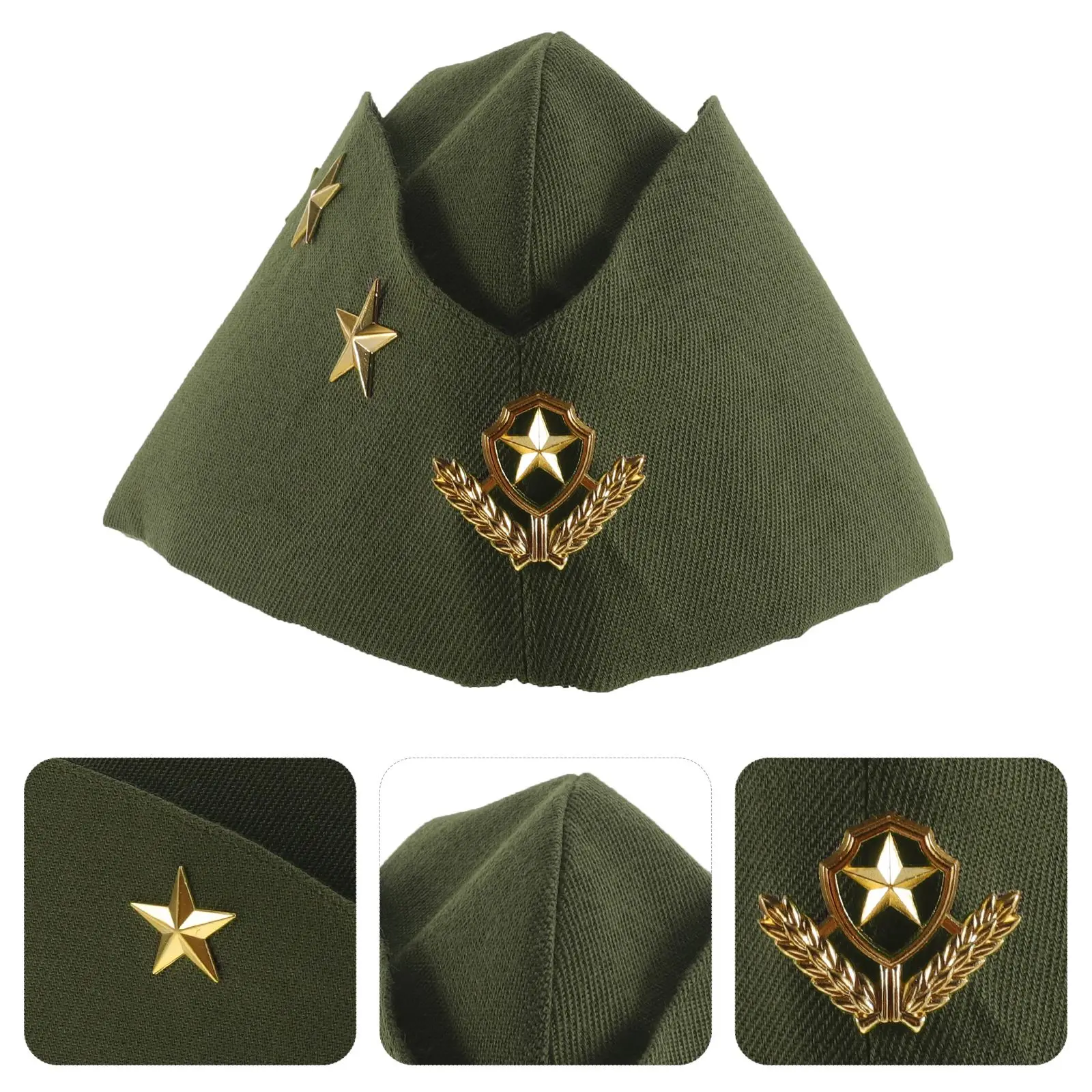 Russian Ship Shaped Hat Men Women Fan Display Soviet Sailor Stewardess Autumn Three Stars Dance Retro Performance Hat