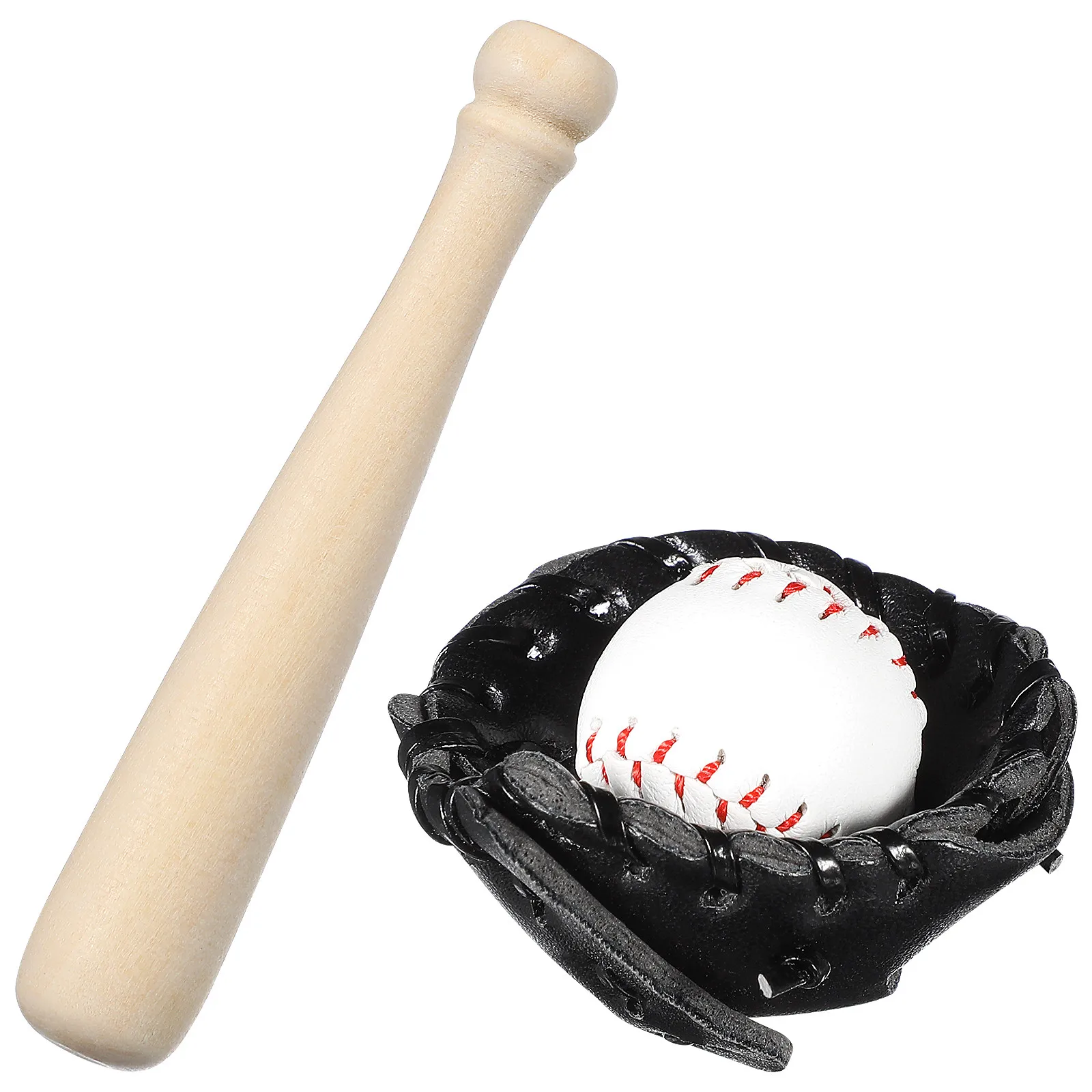 

1Set Mini Baseball Bat Glove Ball Kit Decorative Mini Baseball Set for Christmas Halloween Miniature Playset Kids Pretend Play