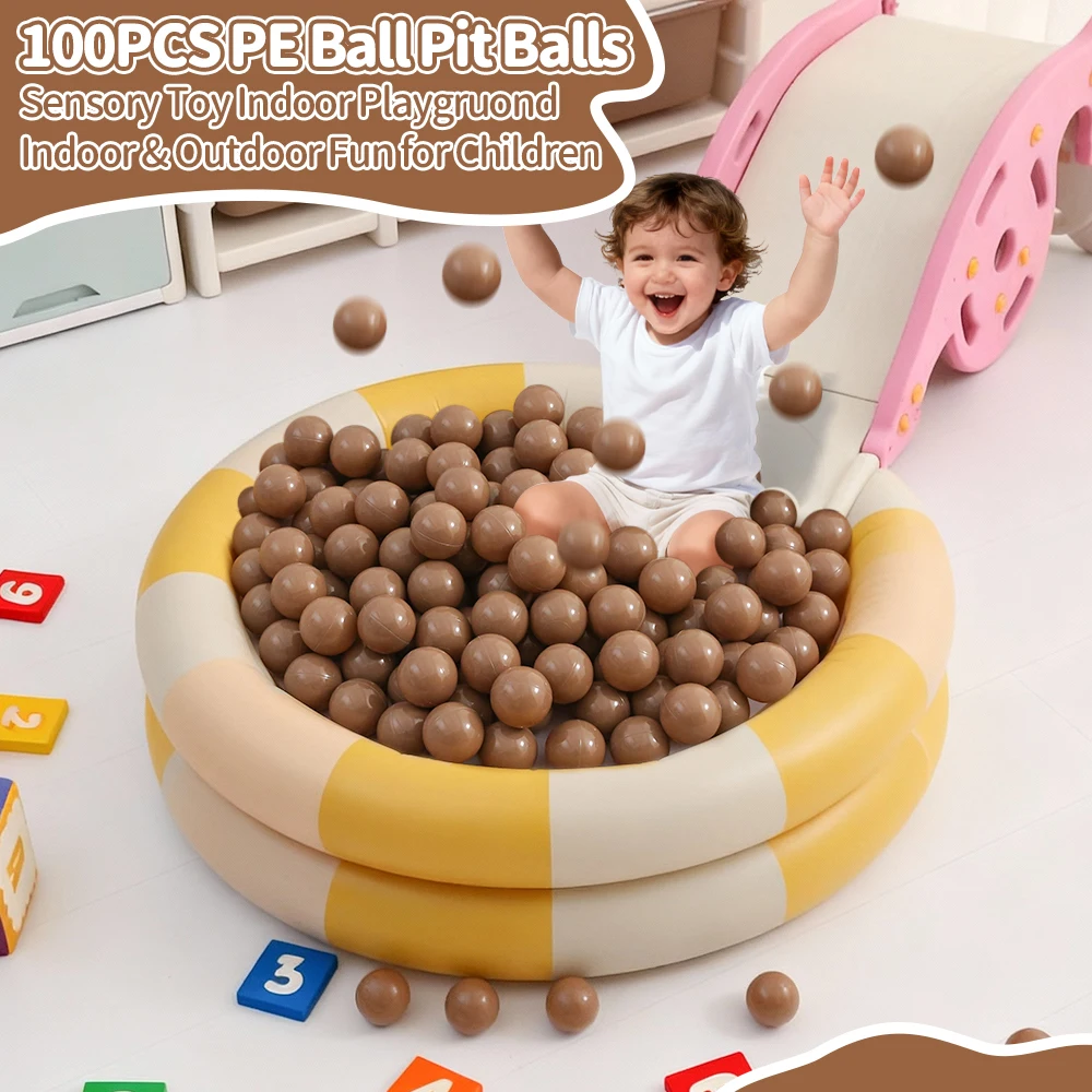 100 peças 2.16 polegadas engrossar bolas de plástico cor sólida para crianças centro de atividades brinquedos de casa de brincar com saco de malha