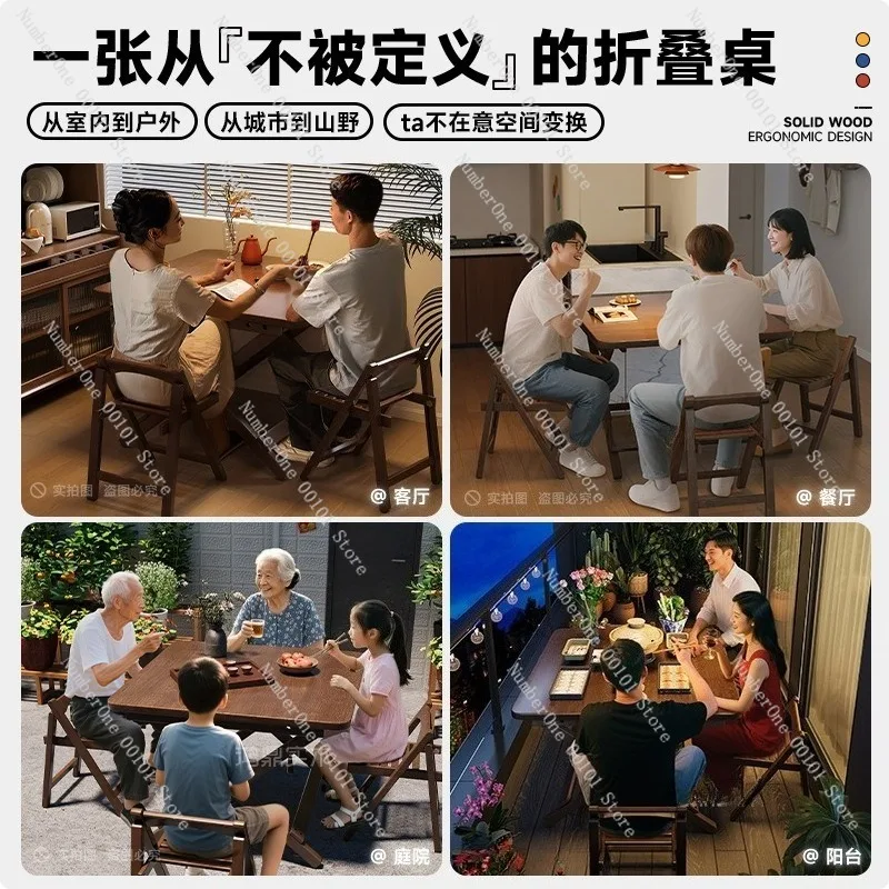 Solid Wood Manual Mahjong Table Guandan Card Game Dining Table Foldable Home Simple Small Apartment Square Desk Hand Rub Mahjong
