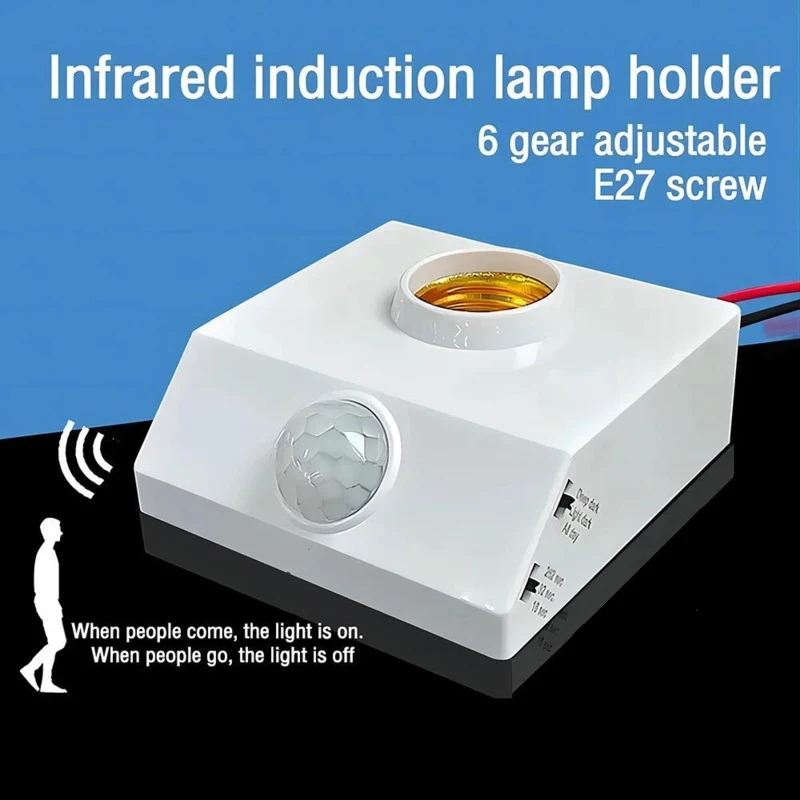 AC85-265V 100W PIR Induction Infrared Motion Sensor E27 LED Lamp Base Holder With Light Control Switch Bulb Socket Adapter