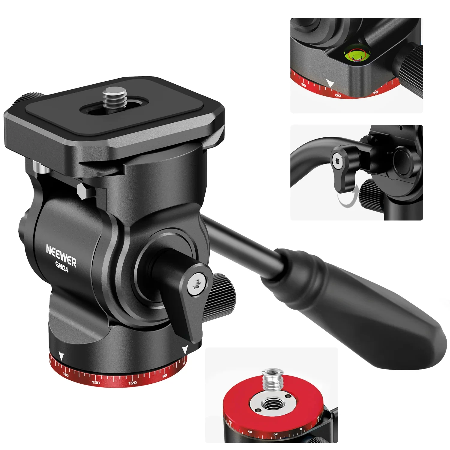 neewer-tripod-fluid-head-pan-tilt-head-with-quick-release-plate-and-handle-metal-camera-tripod-head-for-video-cameras-gm24
