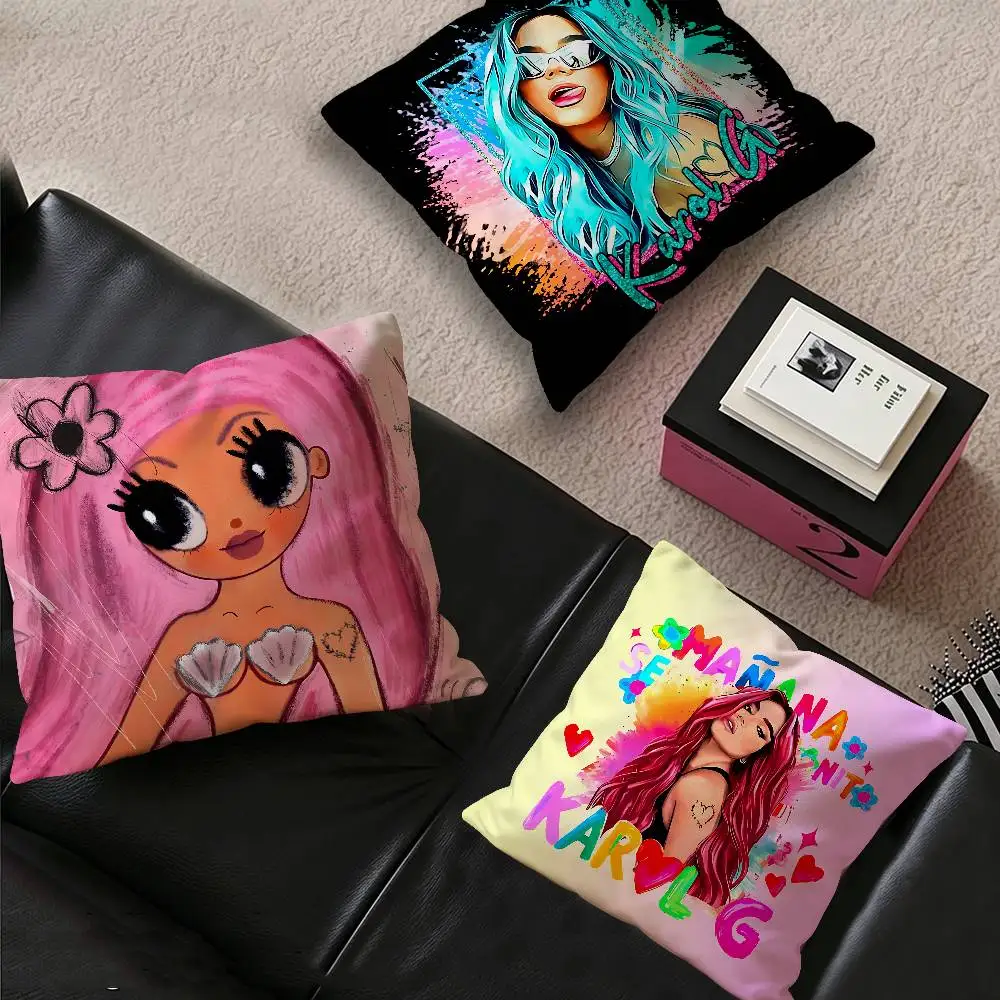 Singer K-Karol G Anime Cushion Cover Pillow Cover Decor Pillowcase Printed Cushion Case for Couch