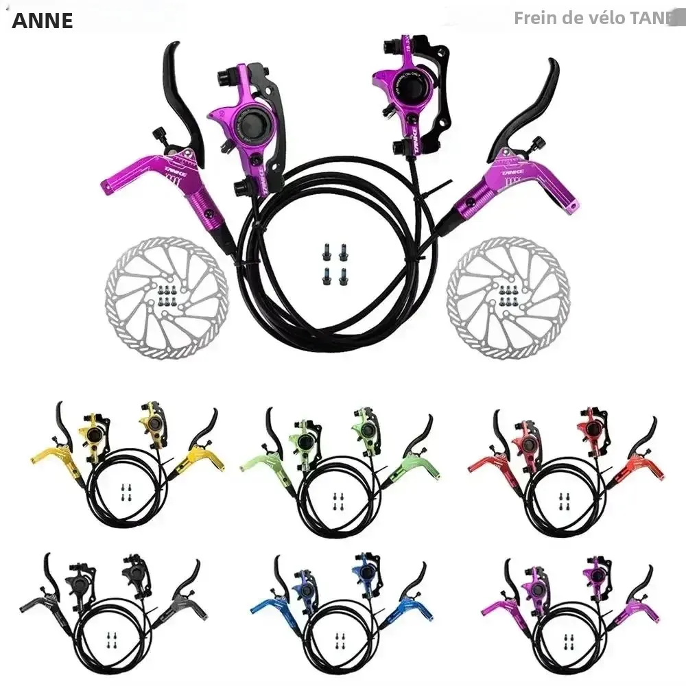 Kit de frein à disque hydraulique pour VTT TANKE avec rotors de 160 mm, étriers hydrauliques, supports avant et arrière, et guidon de 22,2 mm
