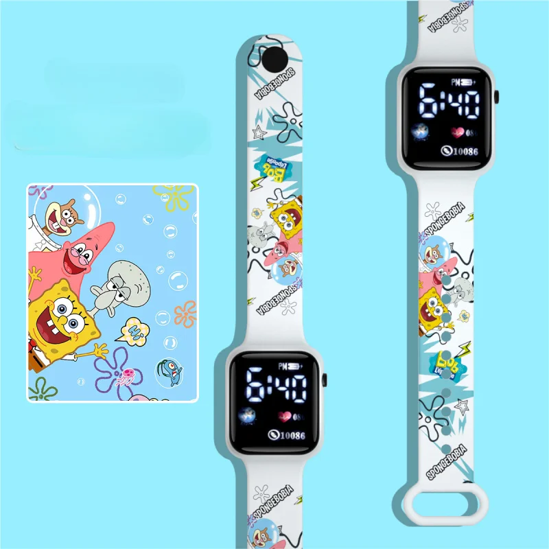 ステッチポケモンピカチュウ漫画プリントボタン LED 電子時計ティーンエイジャーファッション人格プリントスクエア電子時計