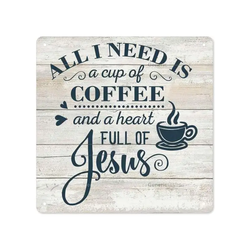 Need a Cup of Coffee and Jesus Sign Rustic Decor Christian Decorations Quotes Kitchen Nook Station Religious Wall Plaque Home Fa